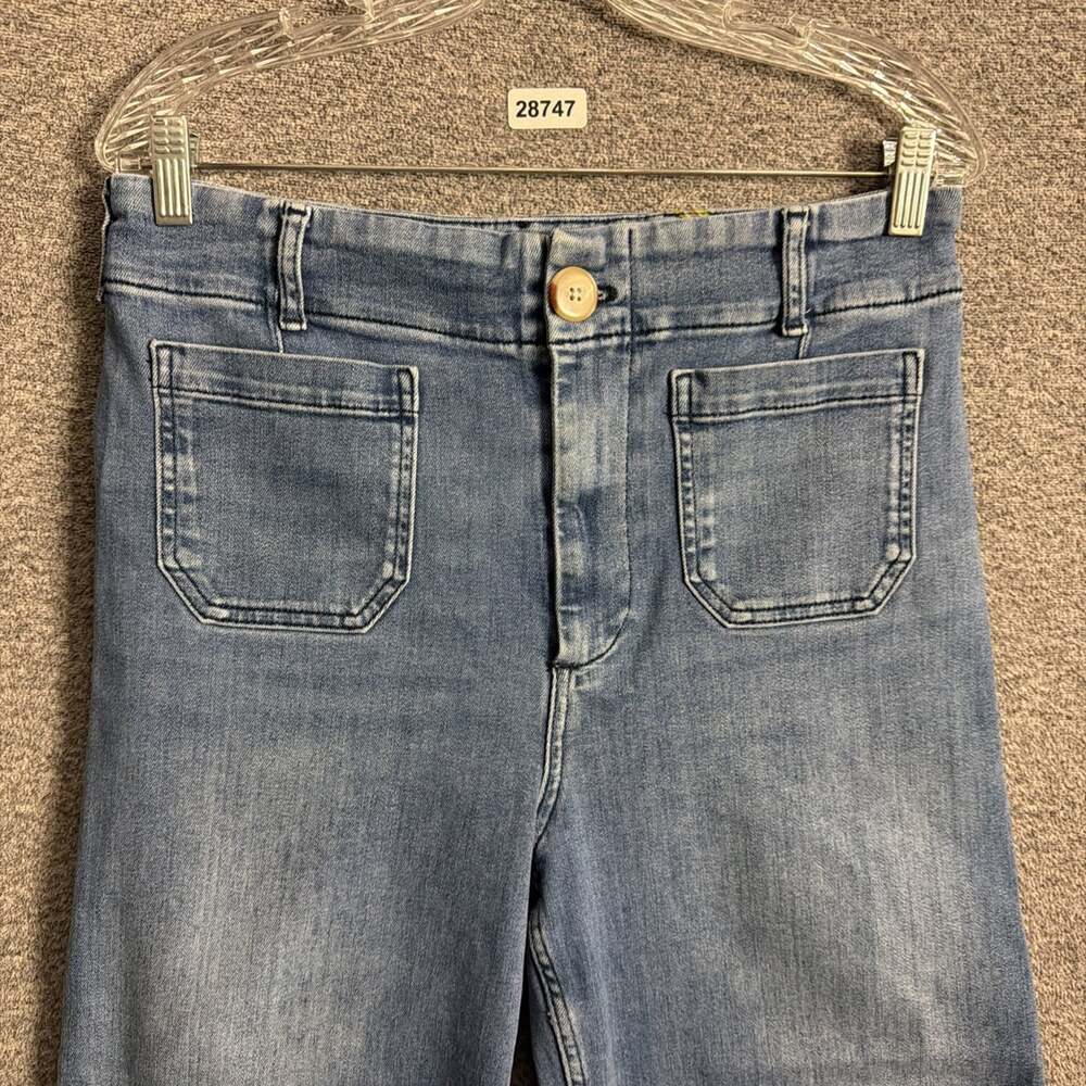 Maeve Women's Size 31 Blue Stretch Denim Colette Wide Leg Cropped Jeans - Picture 3 of 13